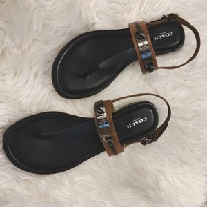 Coach Mat Black/ Saddle sandals